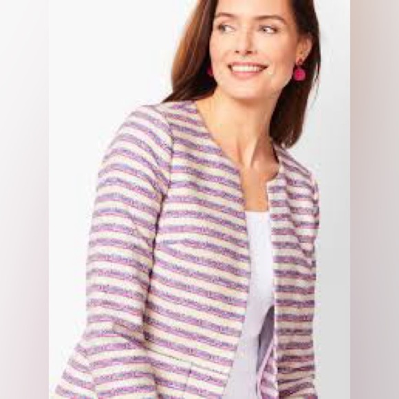 Talbots STRIPE TWEED JACKET size large - Picture 2 of 9